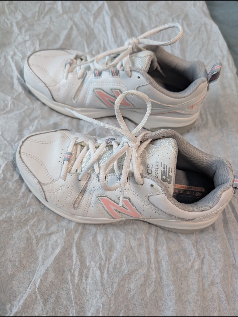 New Balance White & Pink Sneakers